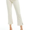 Women Tractr Ankle Length | High Rise Crop Flare W Side Slit Clean Hem Stretch Lurex Twill Cream