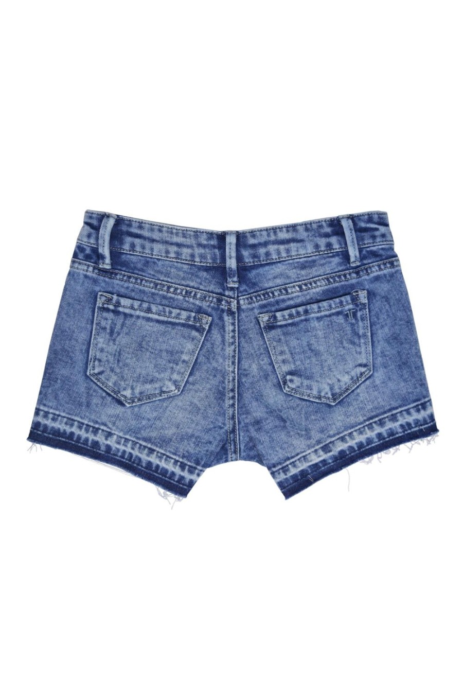 Girls Tractr Cut Off | 5 Pkt Asymmetrical Hi-Low Hem Short | Tractr Medium Snow Indigo