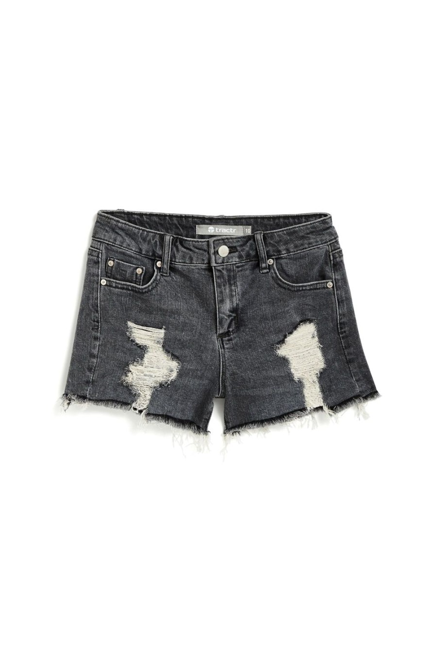 Girls Tractr Cut Off | Brittany - Destructed Fray Hem Short Black