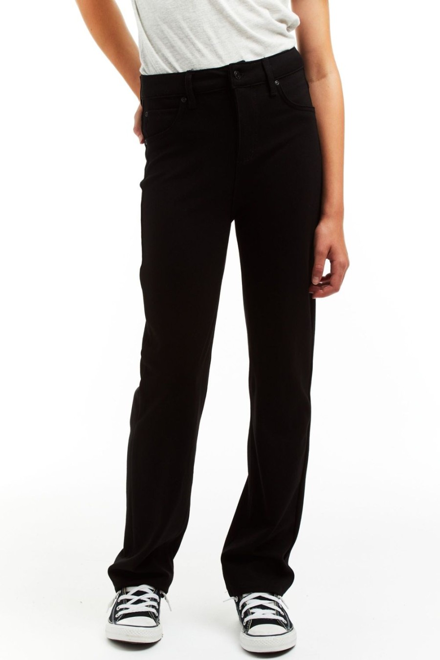 Girls Tractr Straight Leg | Ponte Staight Pants Black