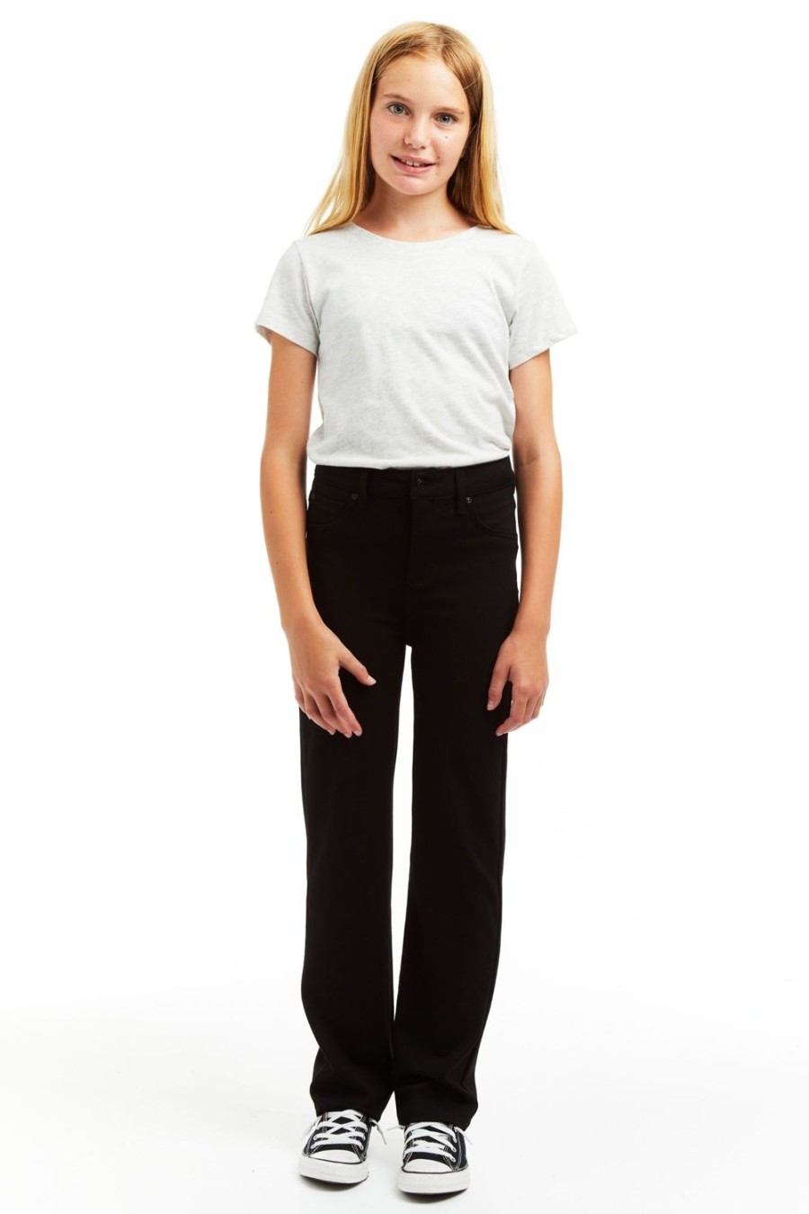 Girls Tractr Straight Leg | Ponte Staight Pants Black