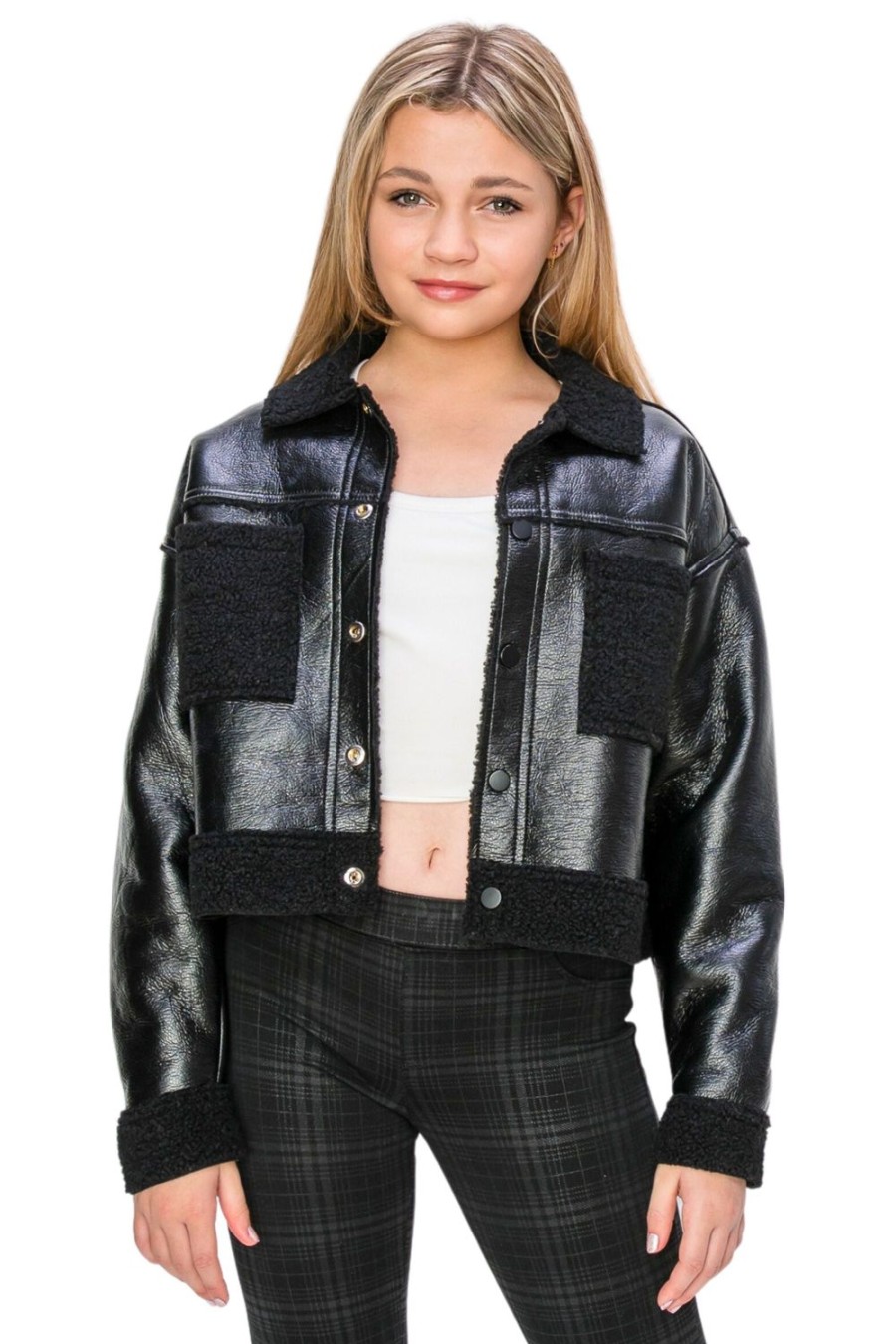 Girls Tractr Reversible | Reversible Sherpa Trucker Jacket