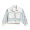 Girls Tractr Denim | Needle Punch Color Block Jacket Indigo White