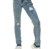 Girls Tractr Distressed | Nina - High Rise Skinny With Destruction And High Release Hem Indigo