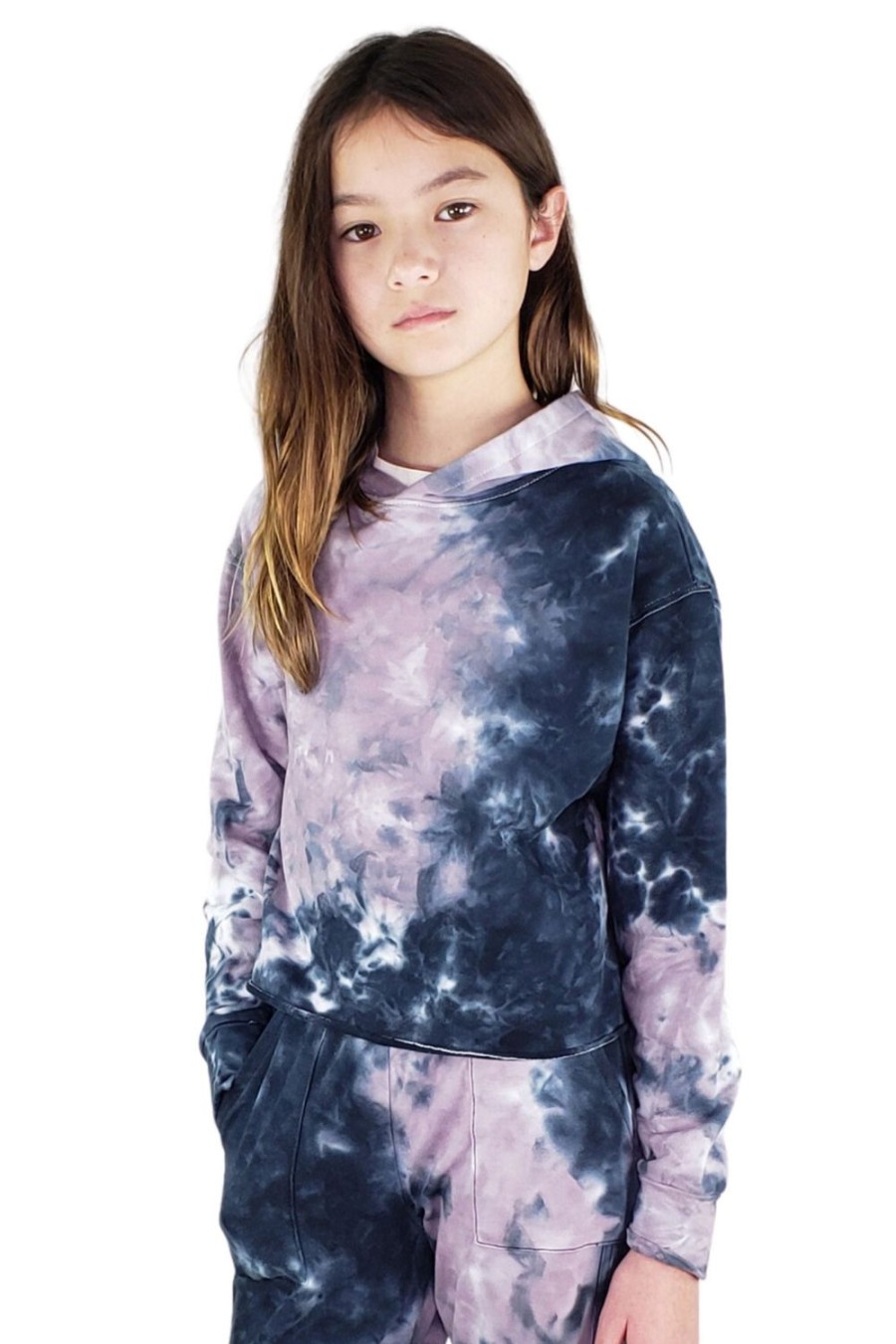 Girls Tractr Hoodie | Tie Dye Print Hoodie Blue/Pink