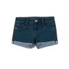 Girls Tractr Mid Rise | 5 Pocket Basic Shorts With Mini Roll | Tractr Indigo