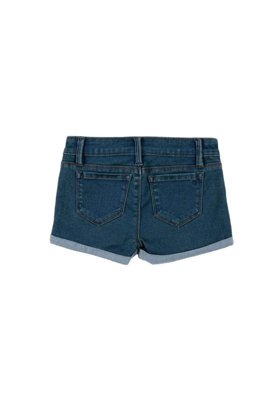 Girls Tractr Mid Rise | 5 Pocket Basic Shorts With Mini Roll | Tractr Indigo