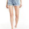 Women Tractr High Rise | Holly - Paperbag Roll Cuff Short Light Indigo