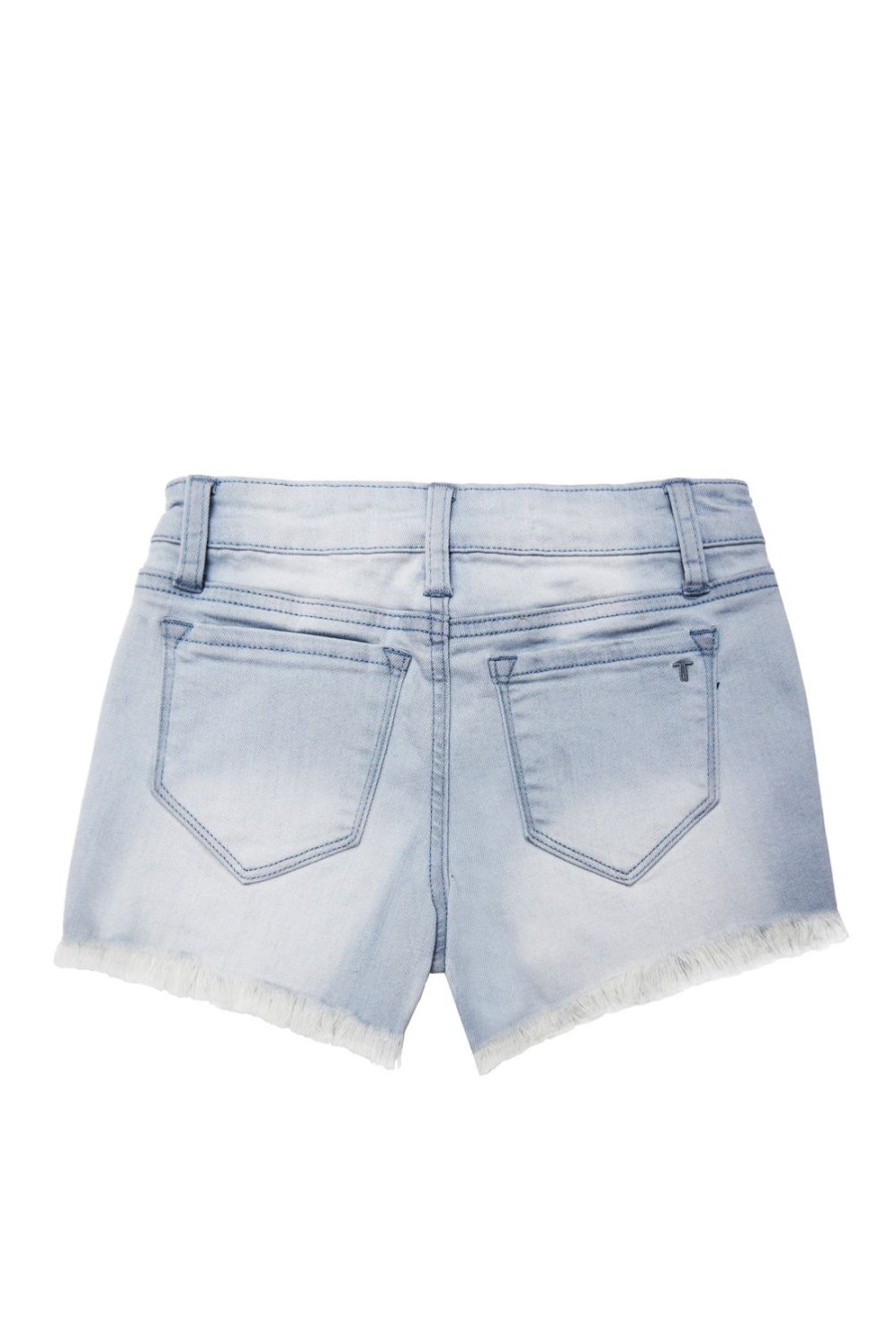 Girls Tractr Cut Off | 5 Pkt Hi-Low Shorts With Side Slit | Tractr Light Indigo