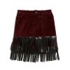 Girls Tractr Mini | Fringe Mini Skirt In Crimson