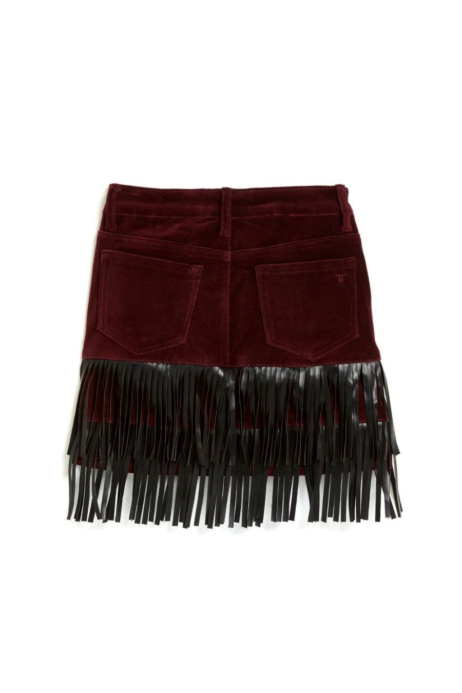 Girls Tractr Mini | Fringe Mini Skirt In Crimson