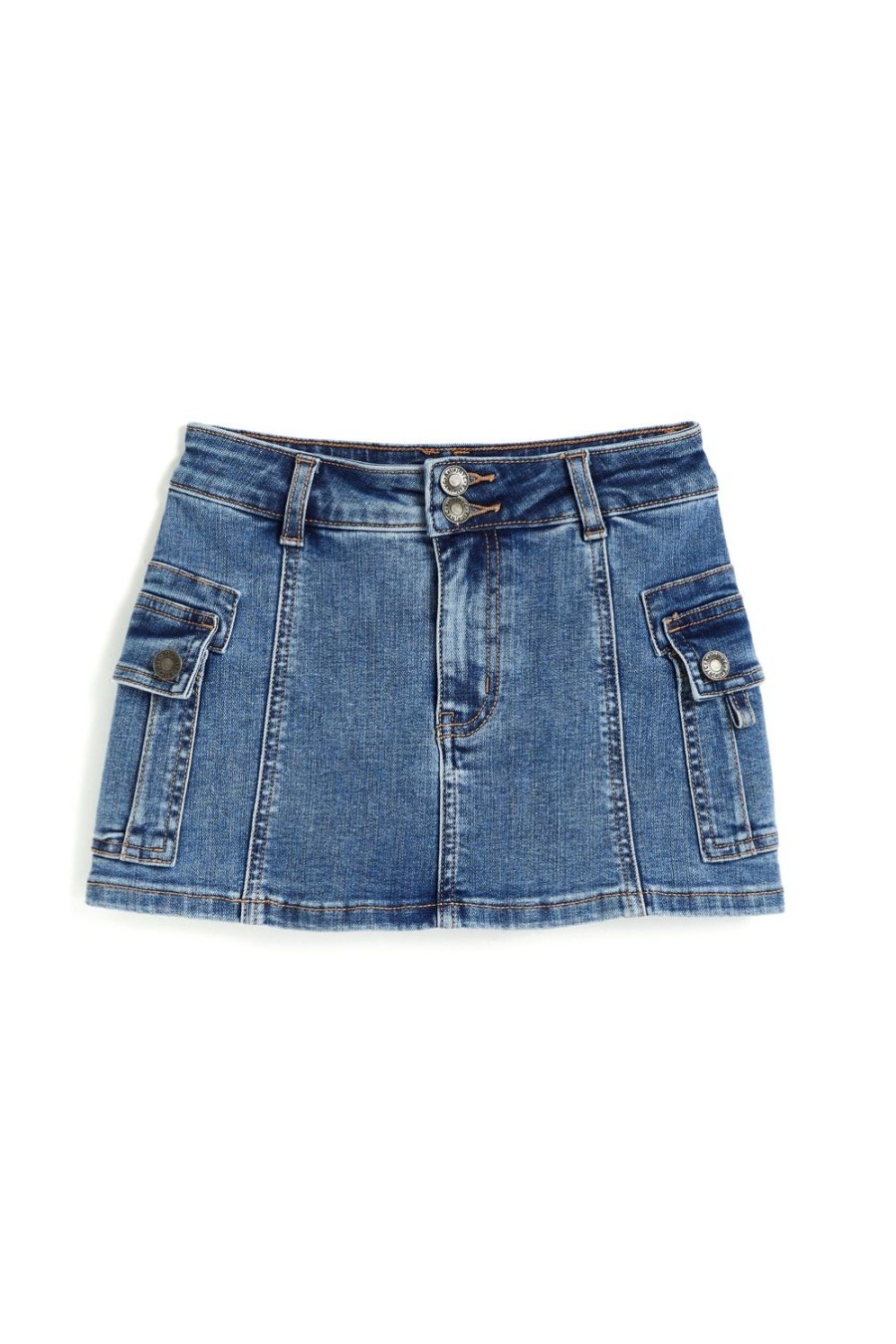 Girls Tractr Cargo | Cargo Pocket Denim Skort Indigo