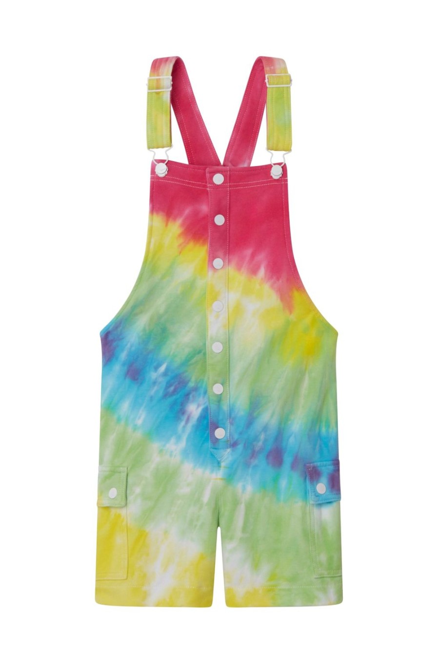 Girls Tractr Shortall | Button Up Front Knit Shortall In Tie Dye