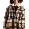 Women Tractr Hoodie | Flannel Shacket With Hood