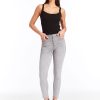 Women Tractr Ankle Length | Mona - Fray Hem Skinny Crop Grey