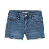 Girls Tractr Cut Off | Brittany - Lurex Denim Destructed Fray Hem Short Indigo