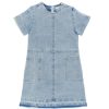 Girls Tractr Mini | Patch Pocket Short Sleeve Denim Dress Light Indigo