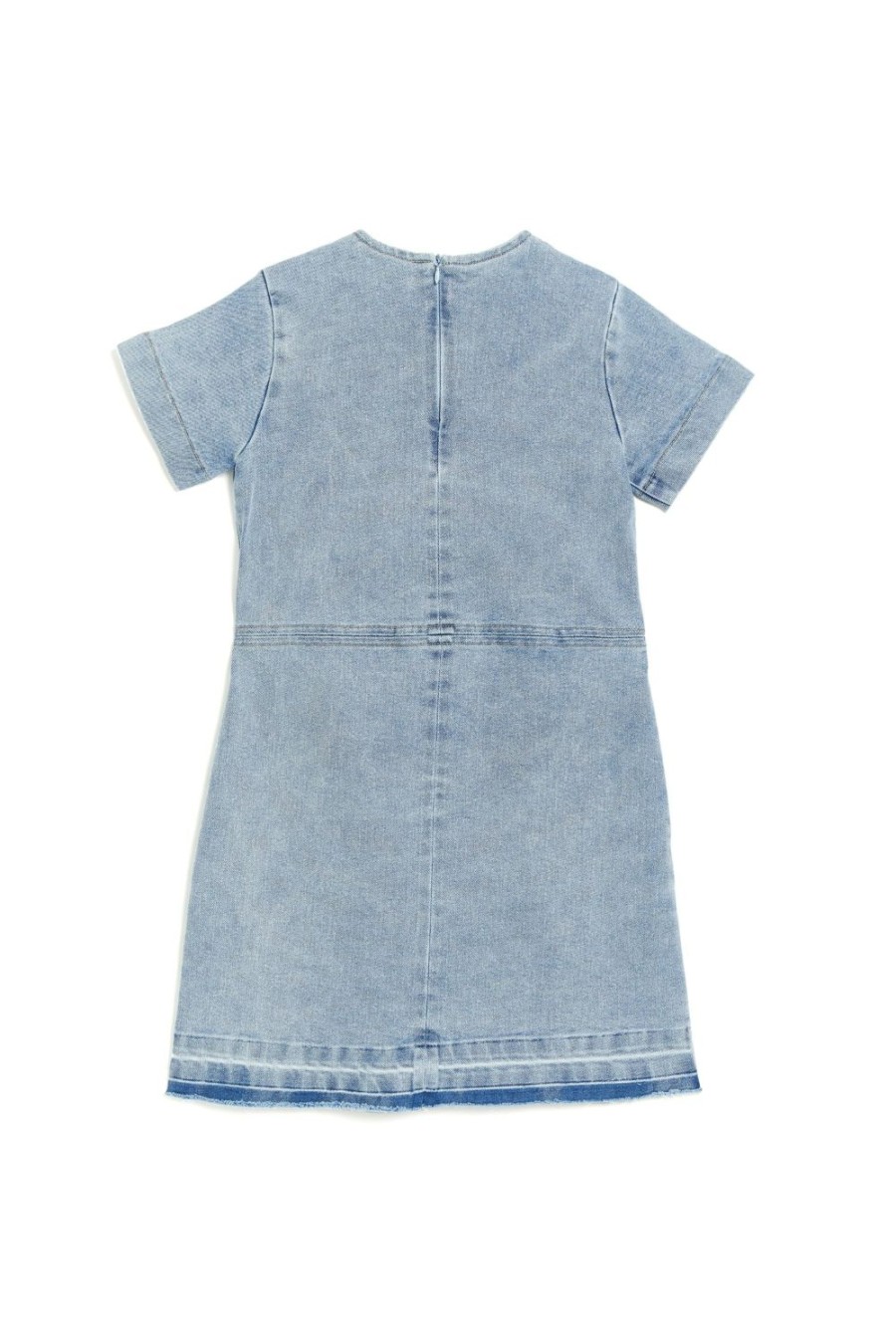 Girls Tractr Mini | Patch Pocket Short Sleeve Denim Dress Light Indigo