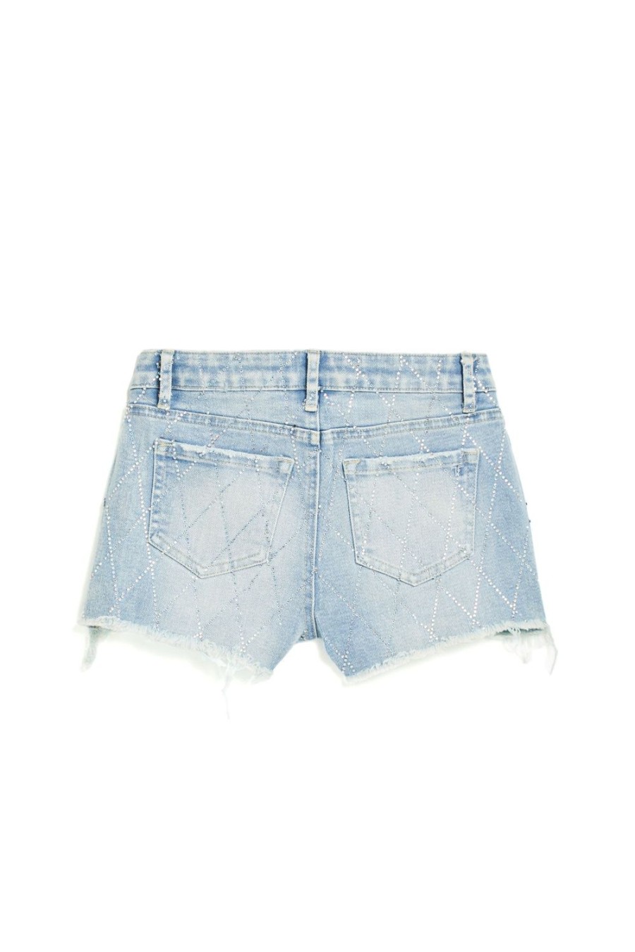 Girls Tractr Cut Off | Diamond Pattern Bling High Rise Short Indigo