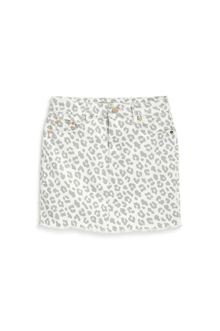 Girls Tractr Mini | Lisa - Leopard Print Mini Skirt White/Grey