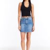 Women Tractr Mini | Lisa - Mini Skirt With Raw Edge Hem Indigo