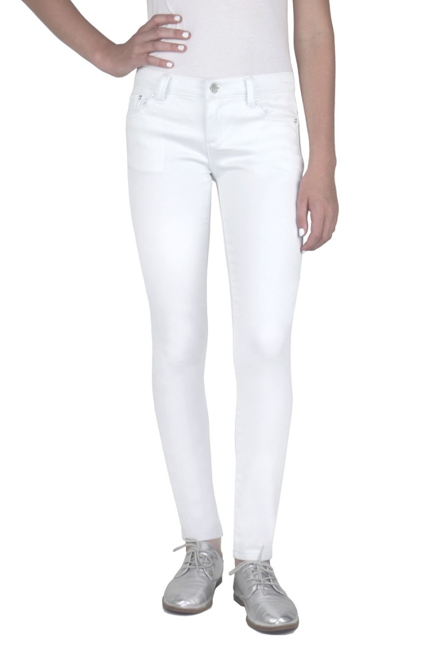 Girls Tractr Mid Rise | Diane - Basic Mid-Rise Skinny Jegging In White