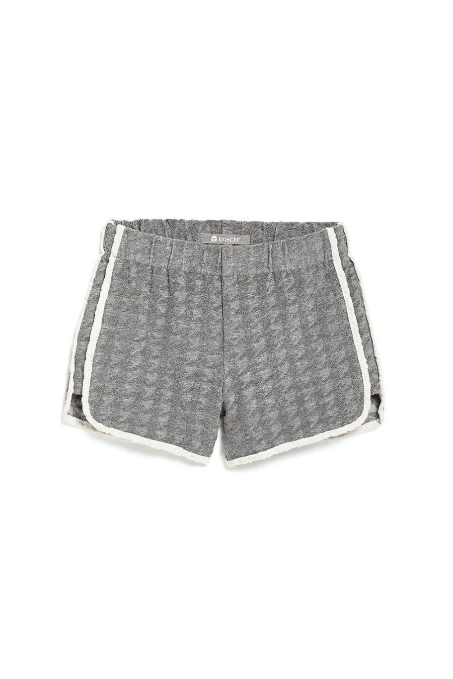 Girls Tractr Mid Rise | Embossed Houndstooth French Terry Short Grey