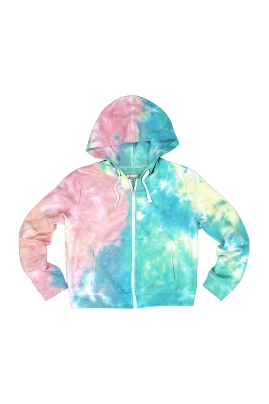 Girls Tractr Hoodie | Watercolor French Terry Zip Up Hoodie In Summer Breeze