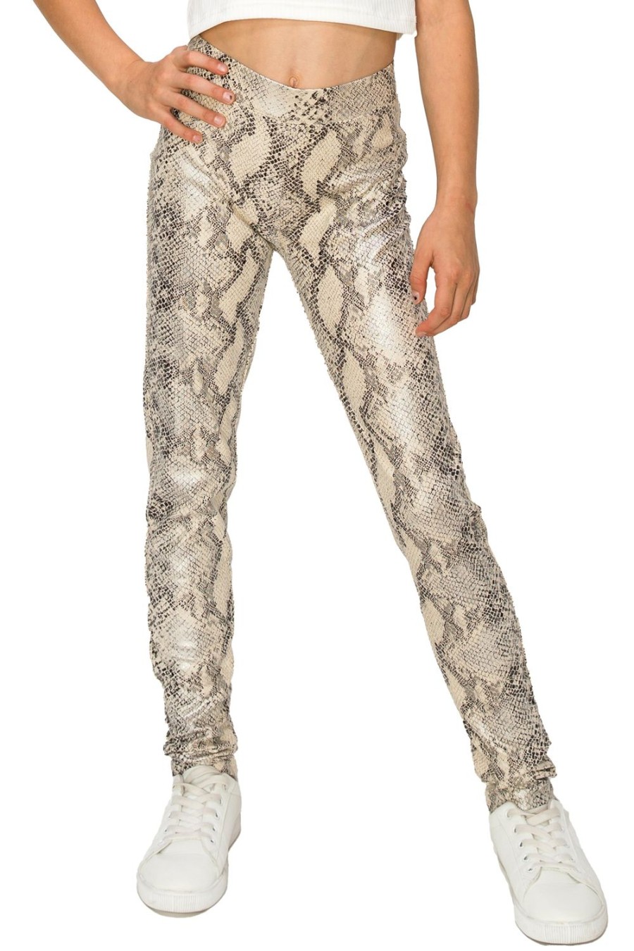 Girls Tractr High Rise | Verna - Snake Print Pull On Skinny White/Grey