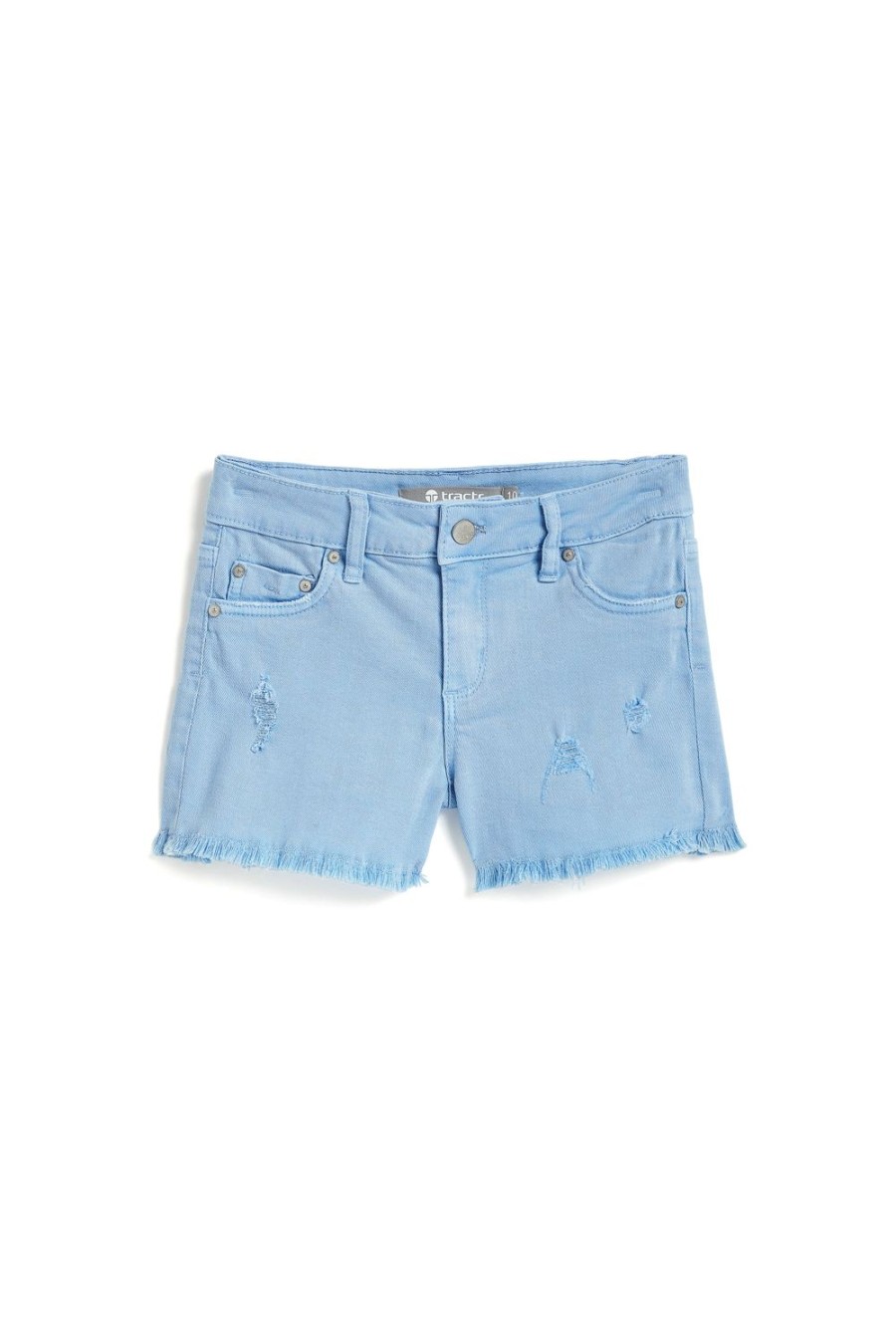 Girls Tractr Distressed | Brittany - Fray Shorts With Destruction Hydrangea Blue