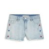 Girls Tractr Cut Off | Brittany - Usa Star Print Embroidery Short With Fray Hem Light Indigo