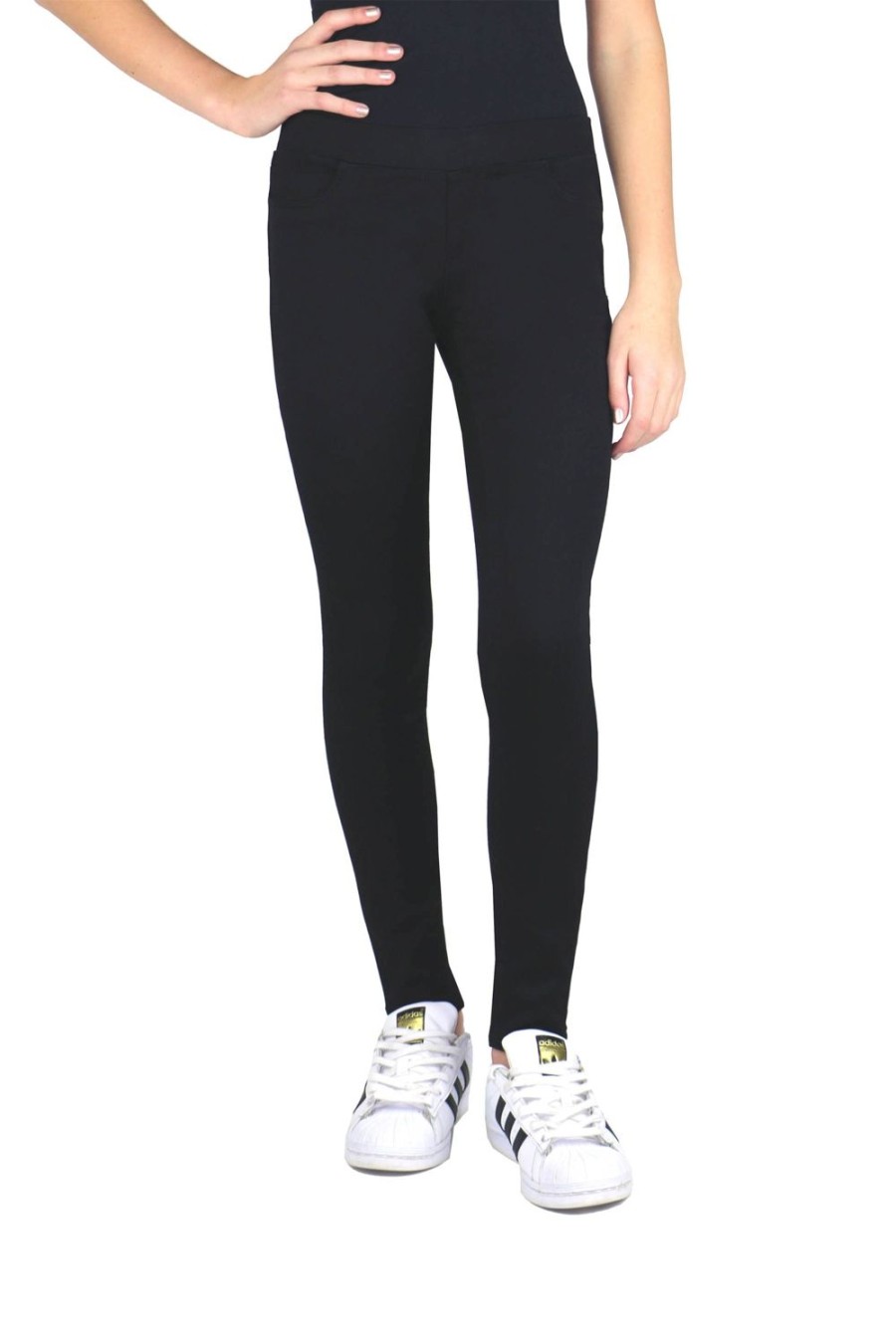 Girls Tractr Mid Rise | Verna - Mid Rise Pull On Skinny Jegging In Black