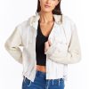 Women Tractr Denim | Denim Knit Combo Crop Jacket In White