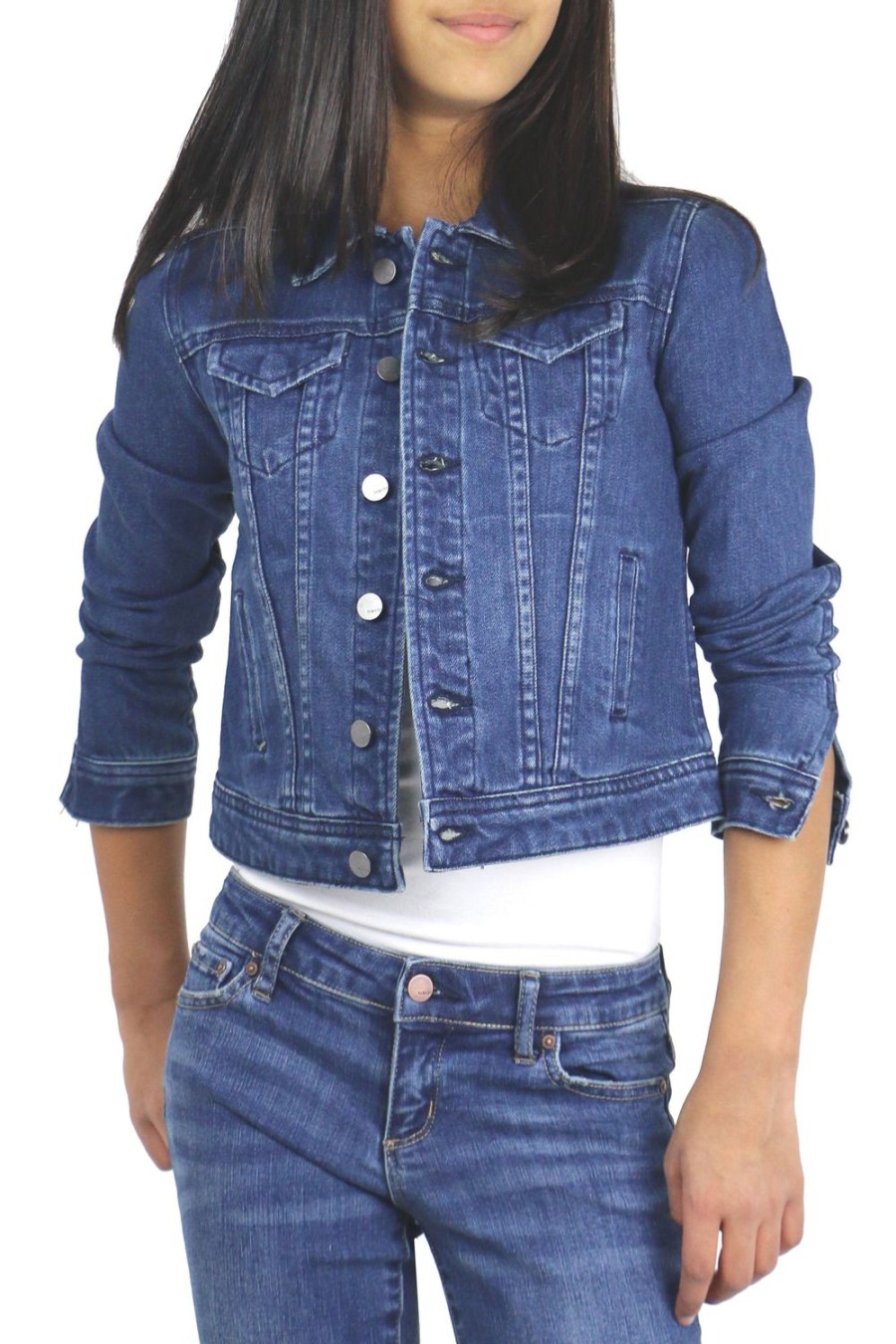 Girls Tractr Denim | Basic Denim Jacket In Indigo