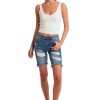 Women Tractr Bermuda | Distressed Bermuda Indigo