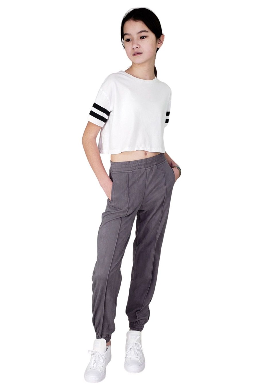 Girls Tractr Jogger | Color Suede Jogger Pants Grey