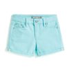 Girls Tractr Mid Rise | 5 Pkt Basic Mini Roll Shorts In | Tractr Tiffany Blue