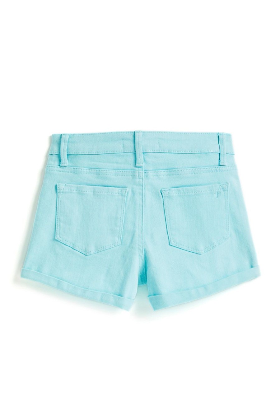 Girls Tractr Mid Rise | 5 Pkt Basic Mini Roll Shorts In | Tractr Tiffany Blue