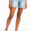 Women Tractr Cut Off | Camille Destructed Side Slit Fray Hem Shorts Indigo