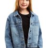 Girls Tractr Denim | Ombre Stud Patch Pocket Trucker Jacket Indigo