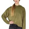 Women Tractr Hoodie | Pull Over Suede Hoodie Olive