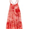 Girls Tractr Mini | Tie Dye Ruffled Hem Dress Red