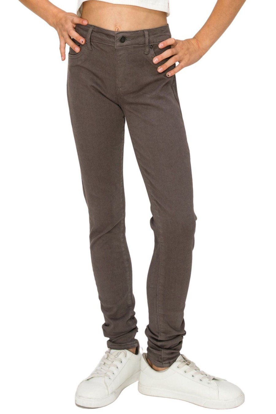 Girls Tractr Mid Rise | Diane - Basic Mid-Rise Skinny Pant In Eiffel Tower