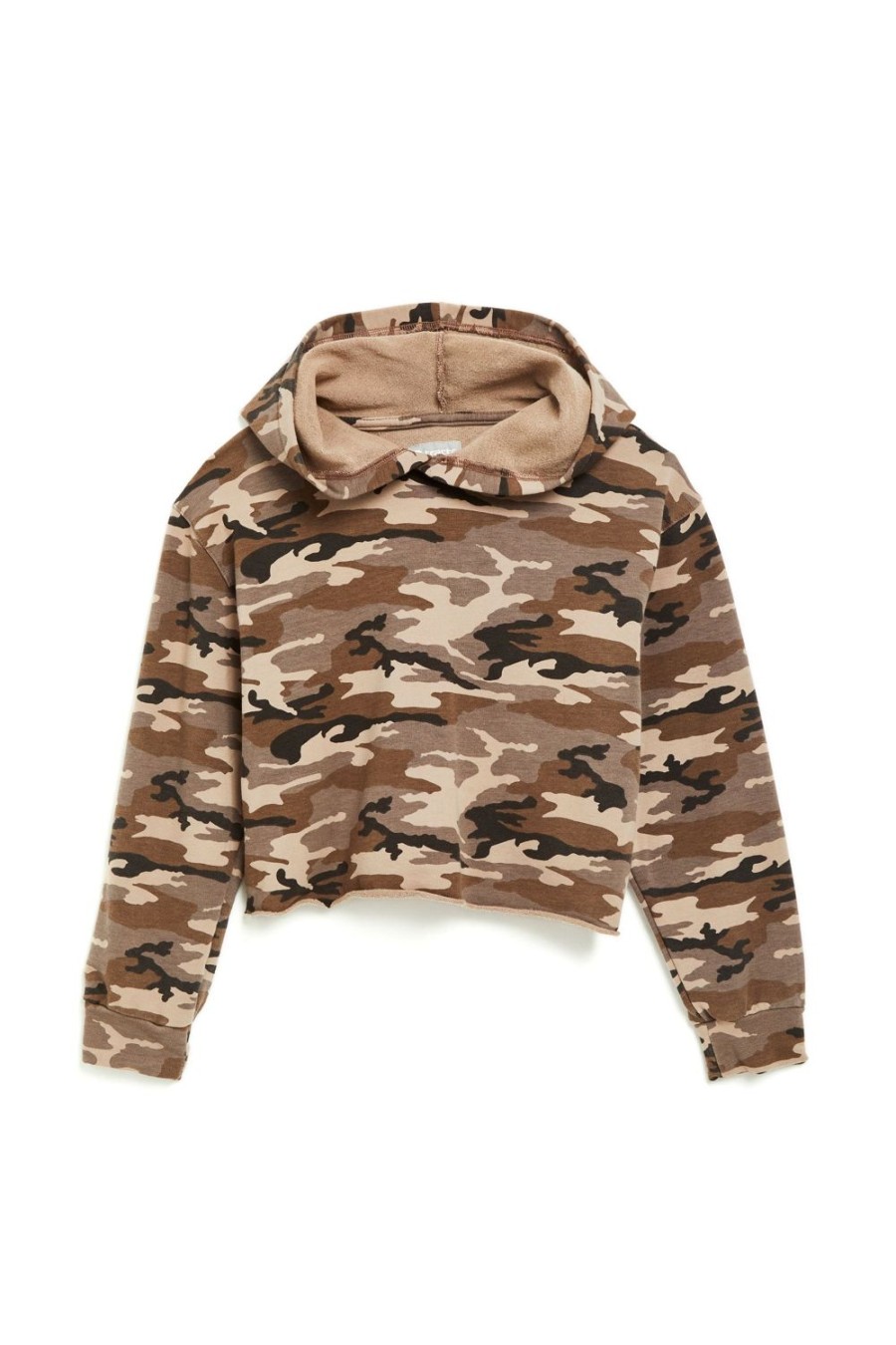 Girls Tractr Hoodie | Camo Print Hoodie Brown