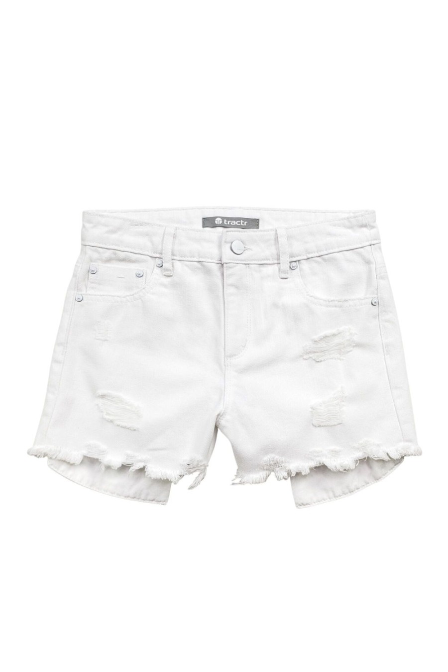 Girls Tractr Cut Off | High Waist Weekender Distressed Fray Hem Short In White