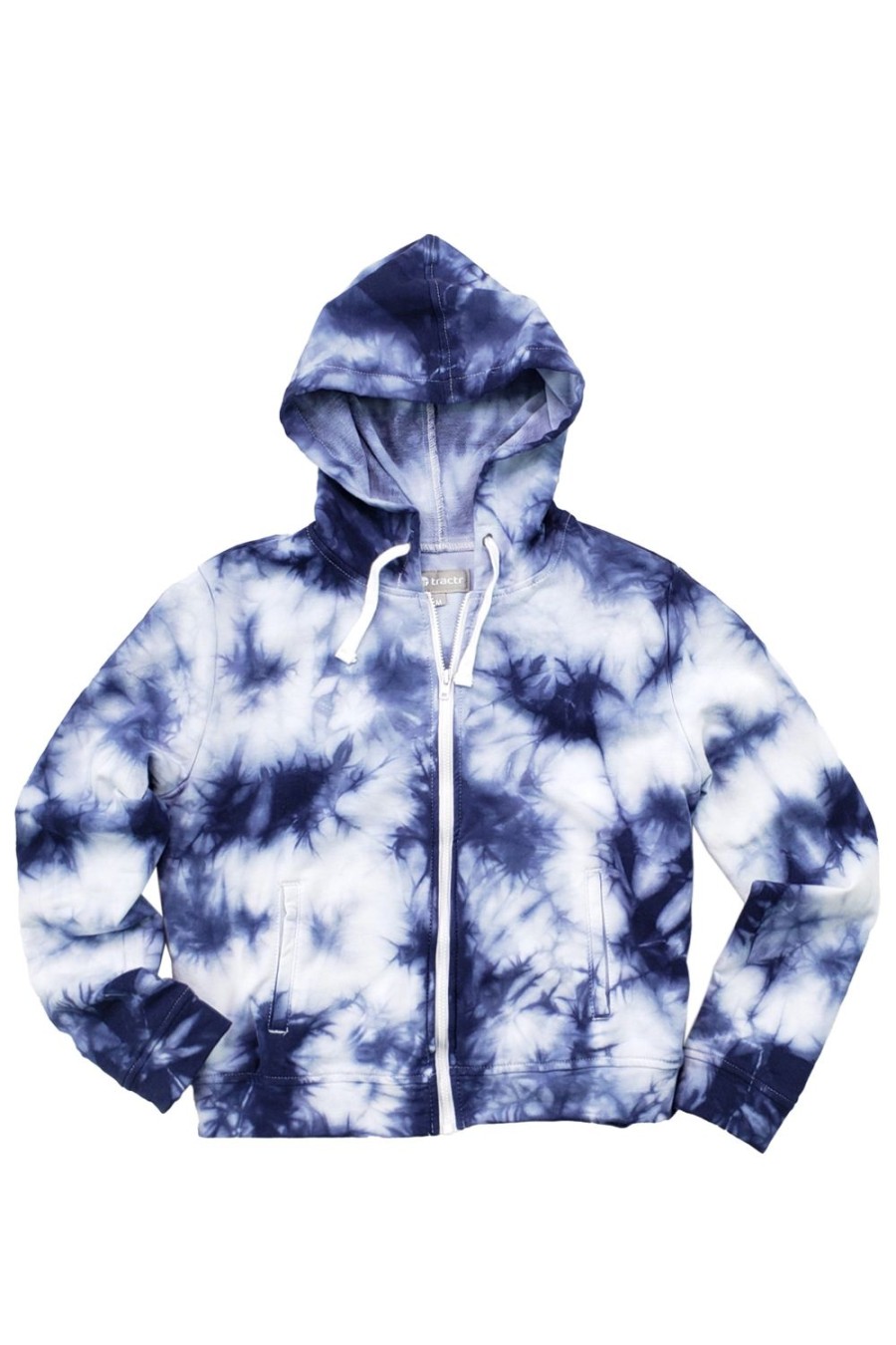 Girls Tractr Hoodie | Tie Dye French Terry Zip Up Hoodie In Blue