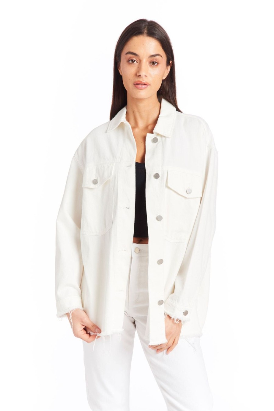 Women Tractr Oversized | Oversize Shirt Jacket In White