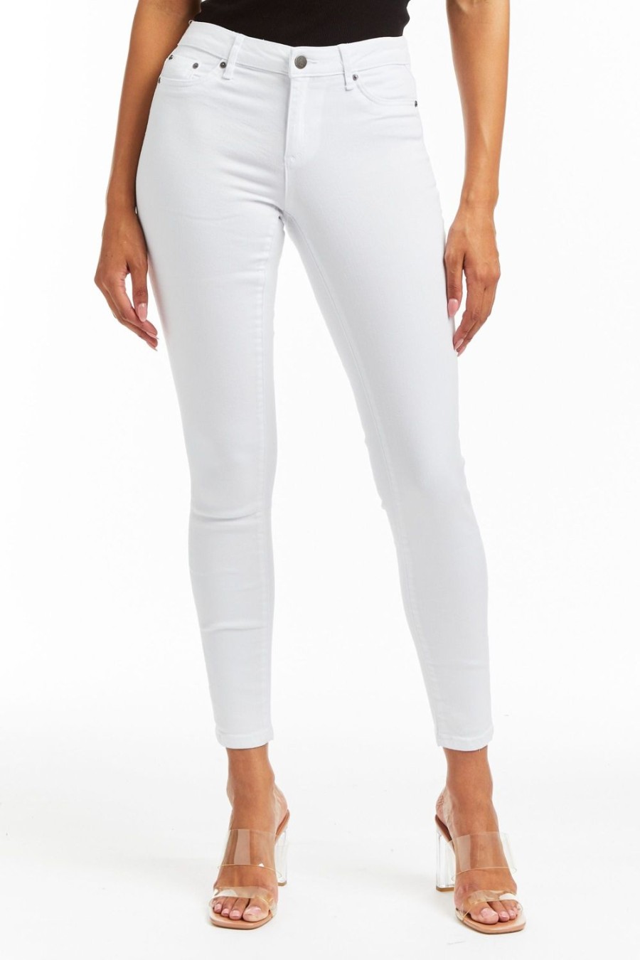 Women Tractr Mid Rise | Diane - Basic Mid-Rise Skinny Pant White