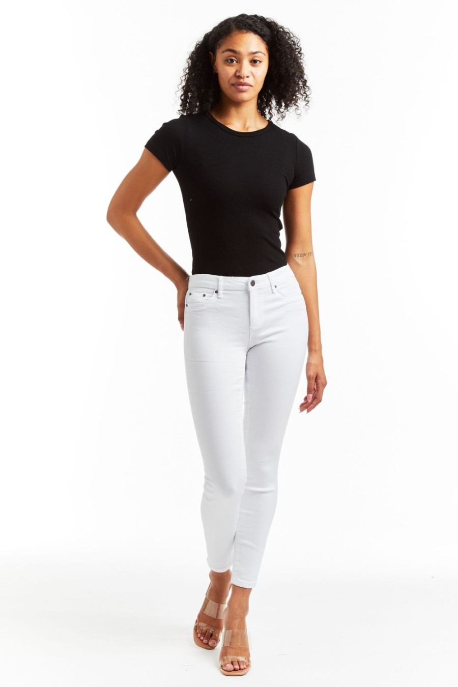 Women Tractr Mid Rise | Diane - Basic Mid-Rise Skinny Pant White