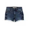 Girls Tractr Cut Off | Brittany - Side Slit Fray Shorts Indigo